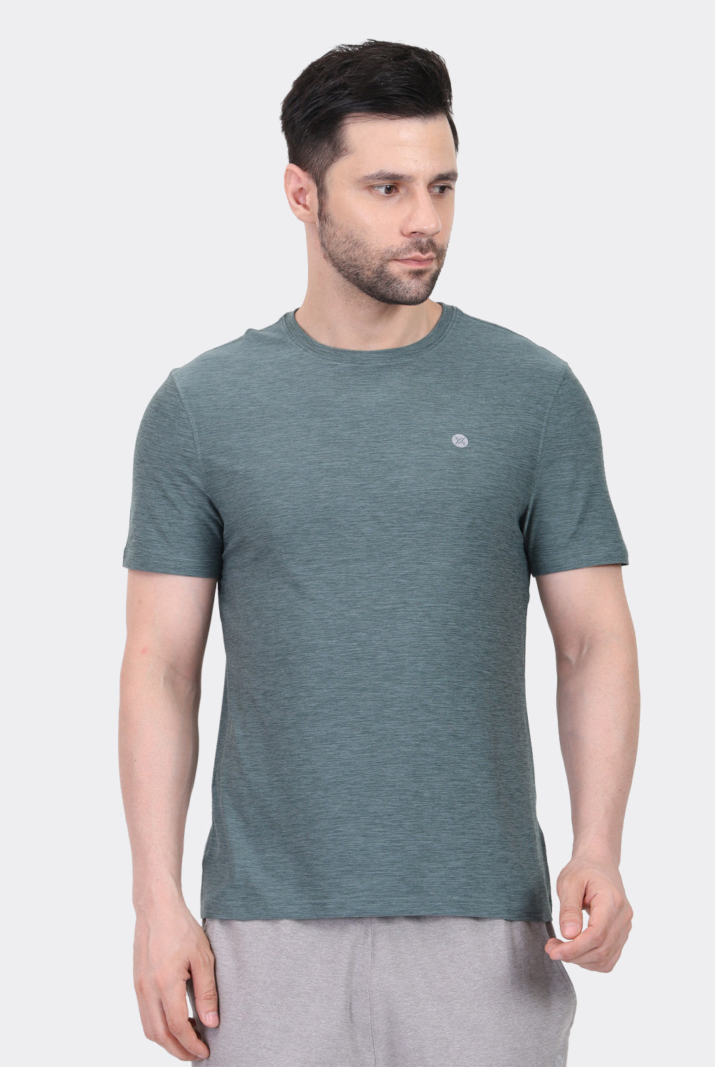 Lavos Men's Airlite Performance T-Shirt in Green Heather – Front View