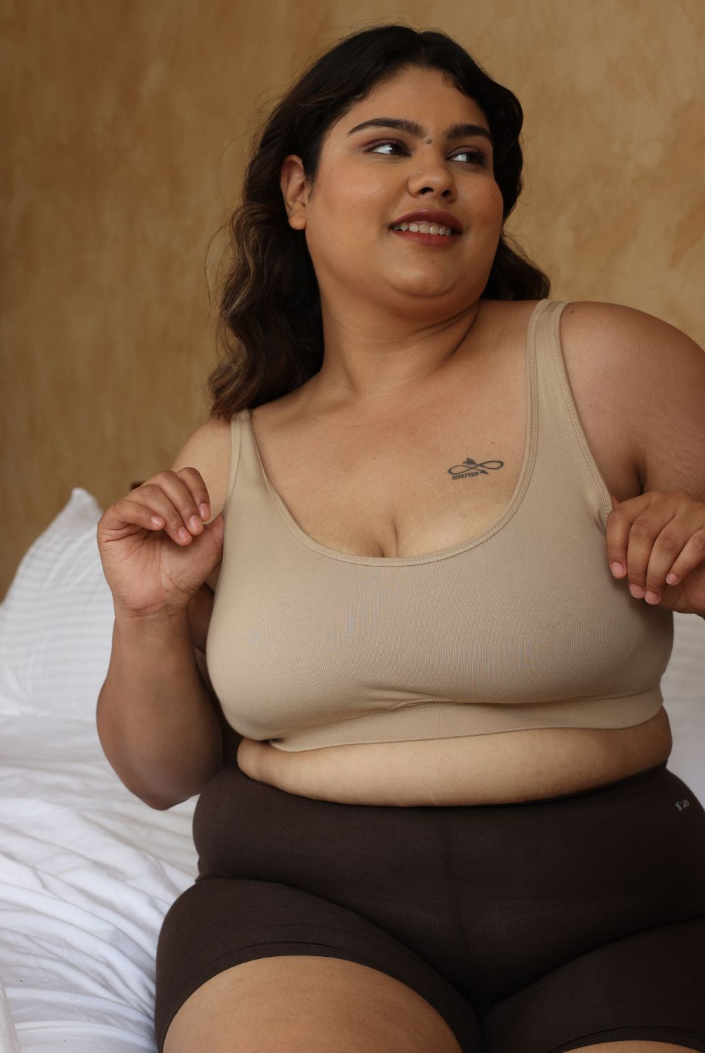 Bamboo Comfort Bra | Sleep Bra | Lounge bra - For Women's photograph that's made with an innovative bamboo and organic cotton fabric from Lavos Performance, a carbon neutral eco-fashion company. Sleep & night bra • made from natural bamboo cotton fabric • India's #1 night wear bra for at home bra comfort • Night wear bra with moisture wicking and breathable fabric • Slip on bra and enjoy a wirefree bra experience • Most comfortable bra that's got bra support • COD • 100% natural fabric