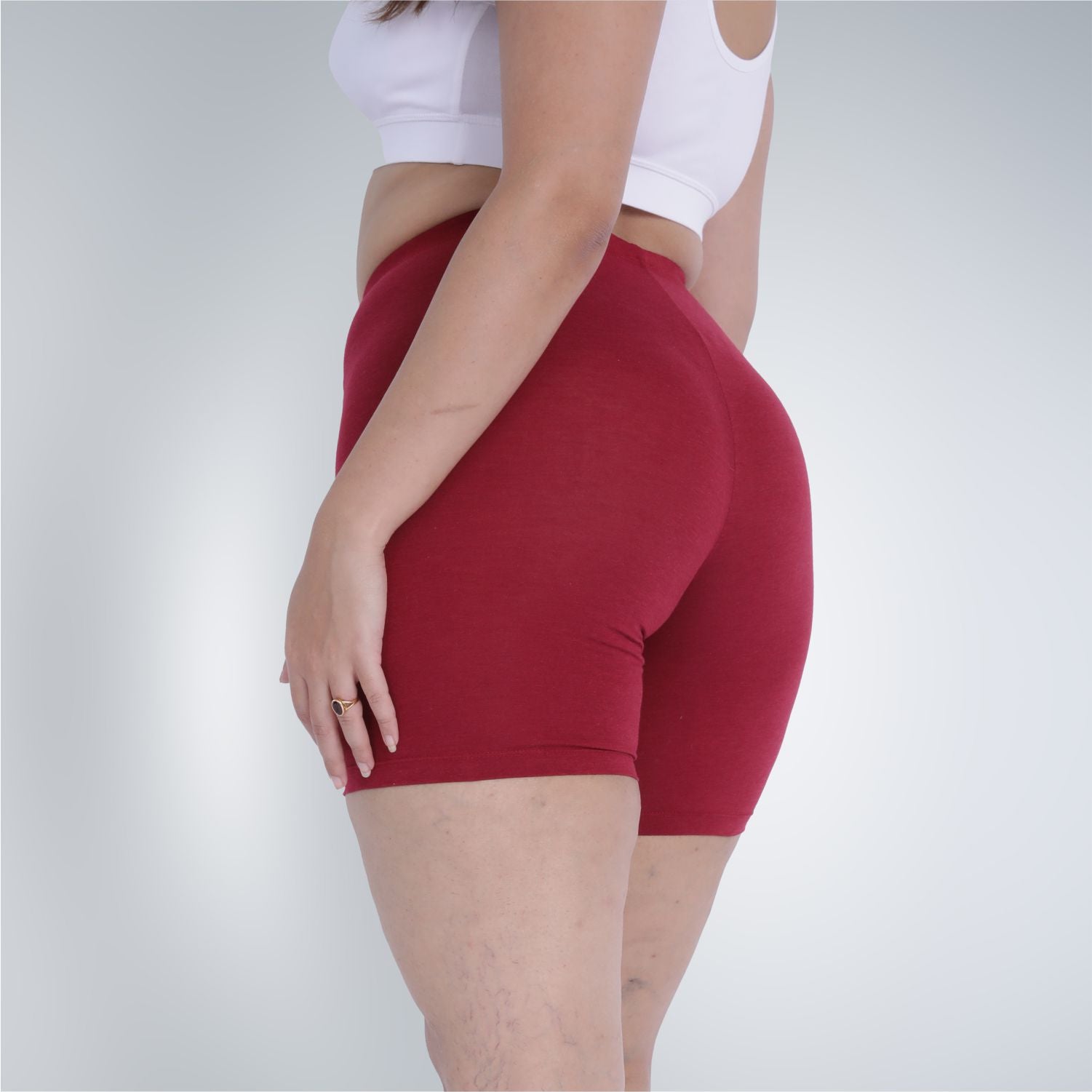 Bamboo Anti-chafing Shorties for ladies & women's photograph that's made with an innovative bamboo and organic cotton fabric from Lavos Performance, a carbon neutral eco-fashion company. Under Dress Woman's Shorty • Made from natural bamboo fabrics • Comfier & functional than regular cotton • Anti chafe Shorty, also known as layering tights • Ultra comfy • Buttery smooth fabric • Sweat wicking & super breathable • Under dress wear for ultimate coverage • Ultimate woman shorty under wear for comfort, style a