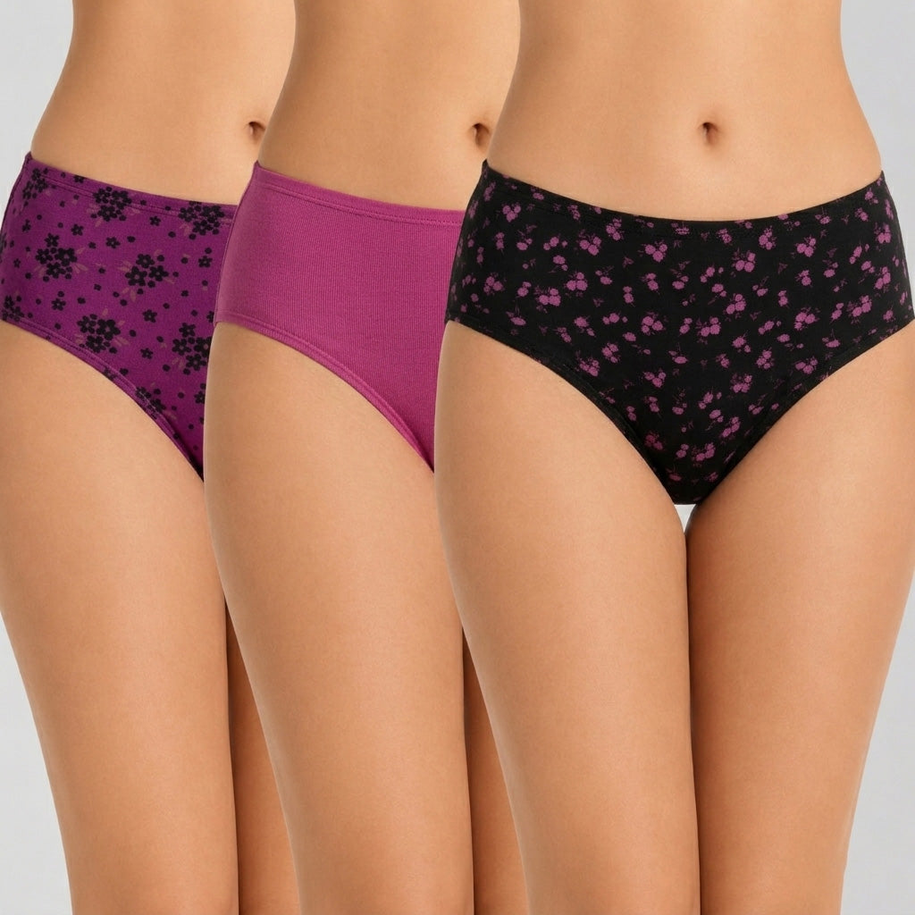 Lavos Women’s Bamboo Modal Mid Waist Hipster – Inner Elastic Comfort (Pack of 3)
