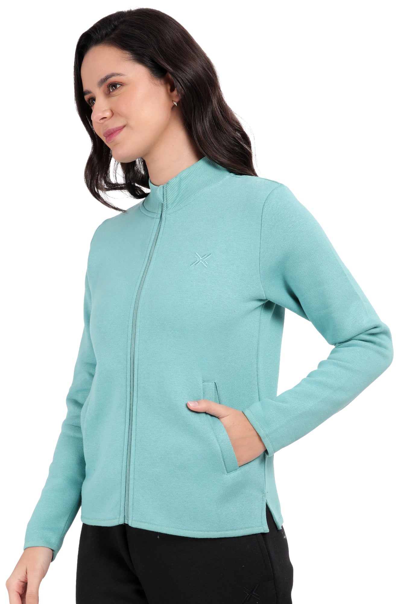 Bamboo Cotton Zipper Sweatshirt's photograph that's made with an innovative bamboo and organic cotton fabric from Lavos Performance, a carbon neutral eco-fashion company.