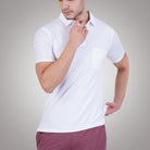 Bamboo Cotton Active Polo for Men's photograph that's made with an innovative bamboo and organic cotton fabric from Lavos Performance, a carbon neutral eco-fashion company.