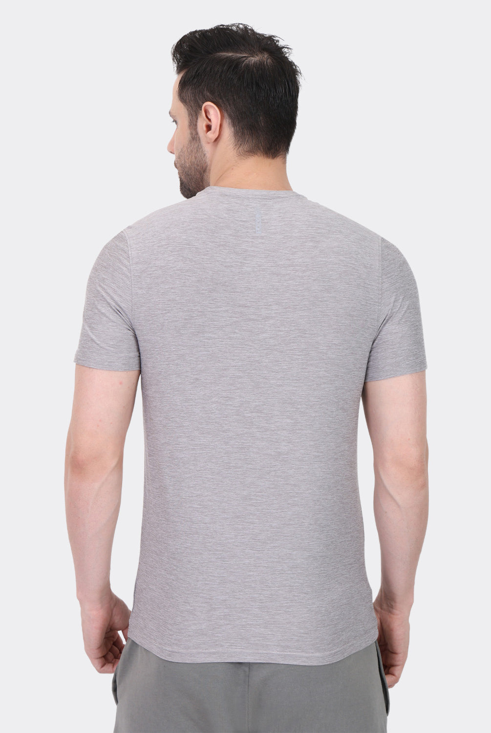 Lavos Men's Airlite Performance T-Shirt in Grey Heather – Back View