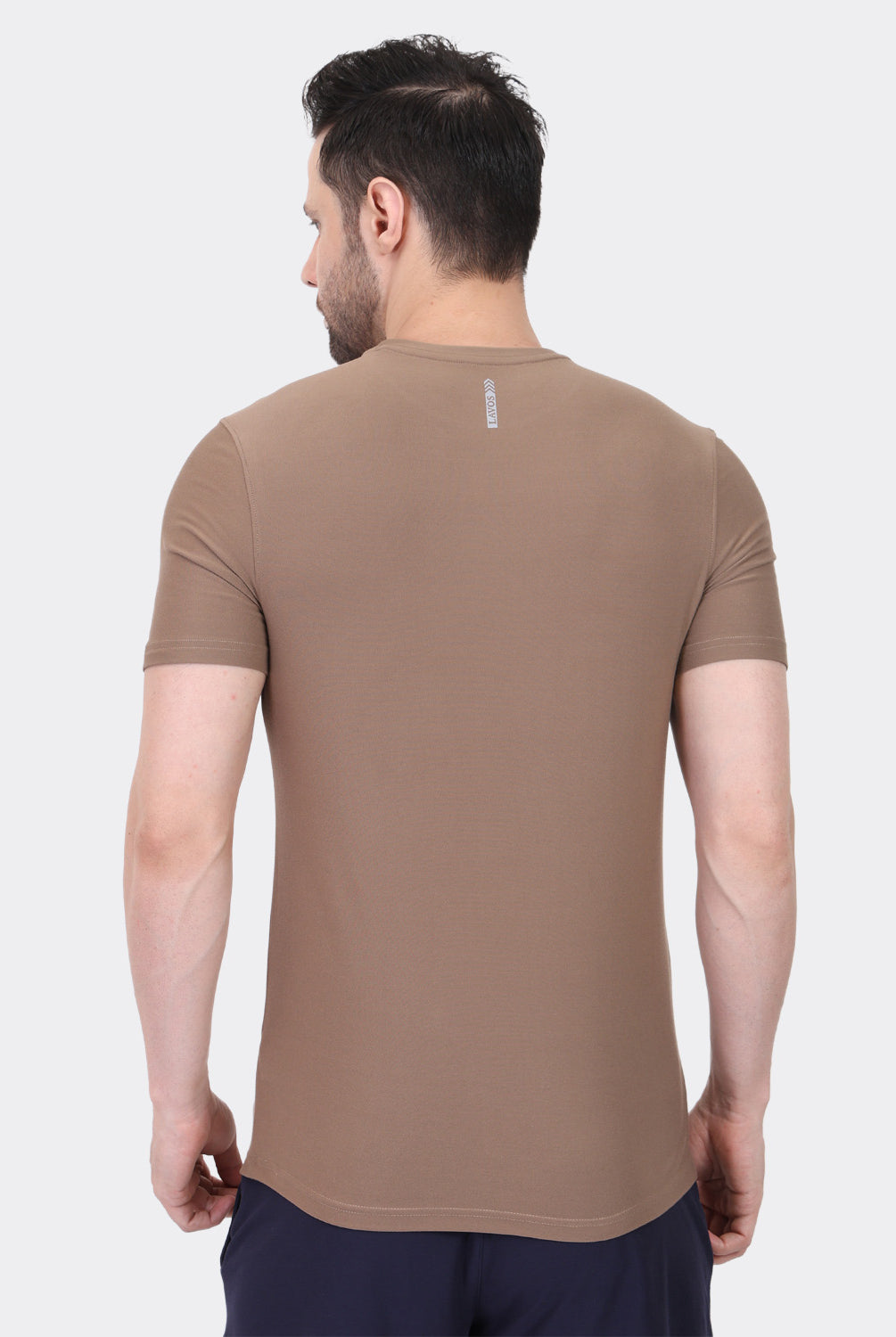 Lavos Men's Airlite Performance T-Shirt in Fossil – Back View