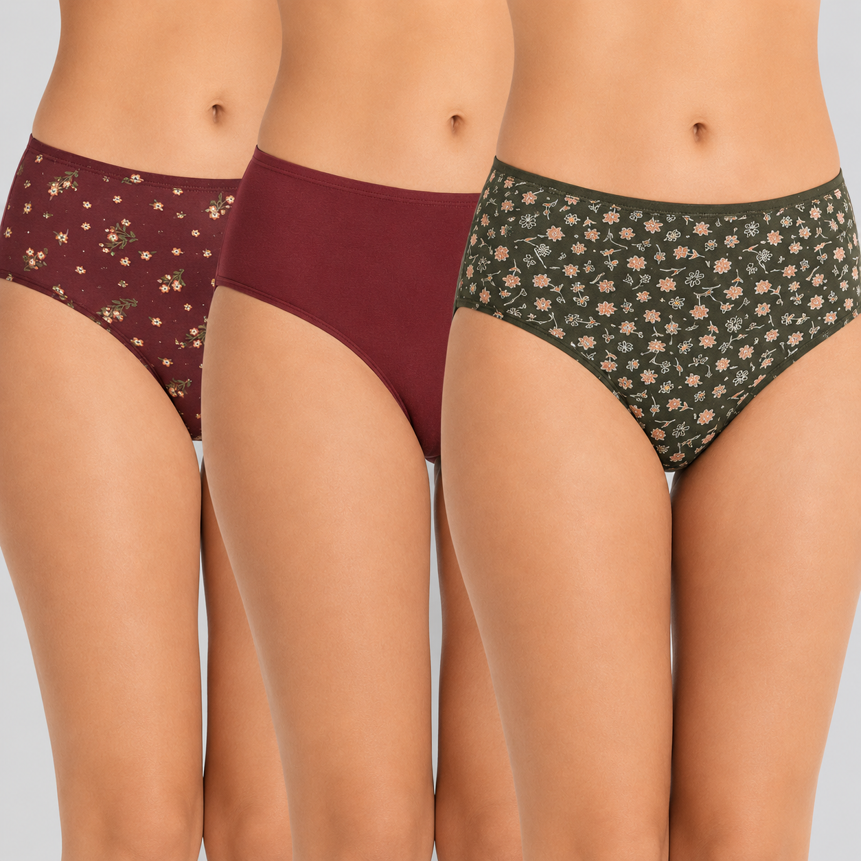 Lavos Women’s Bamboo Modal Mid Waist Hipster – Inner Elastic Comfort (Pack of 3)