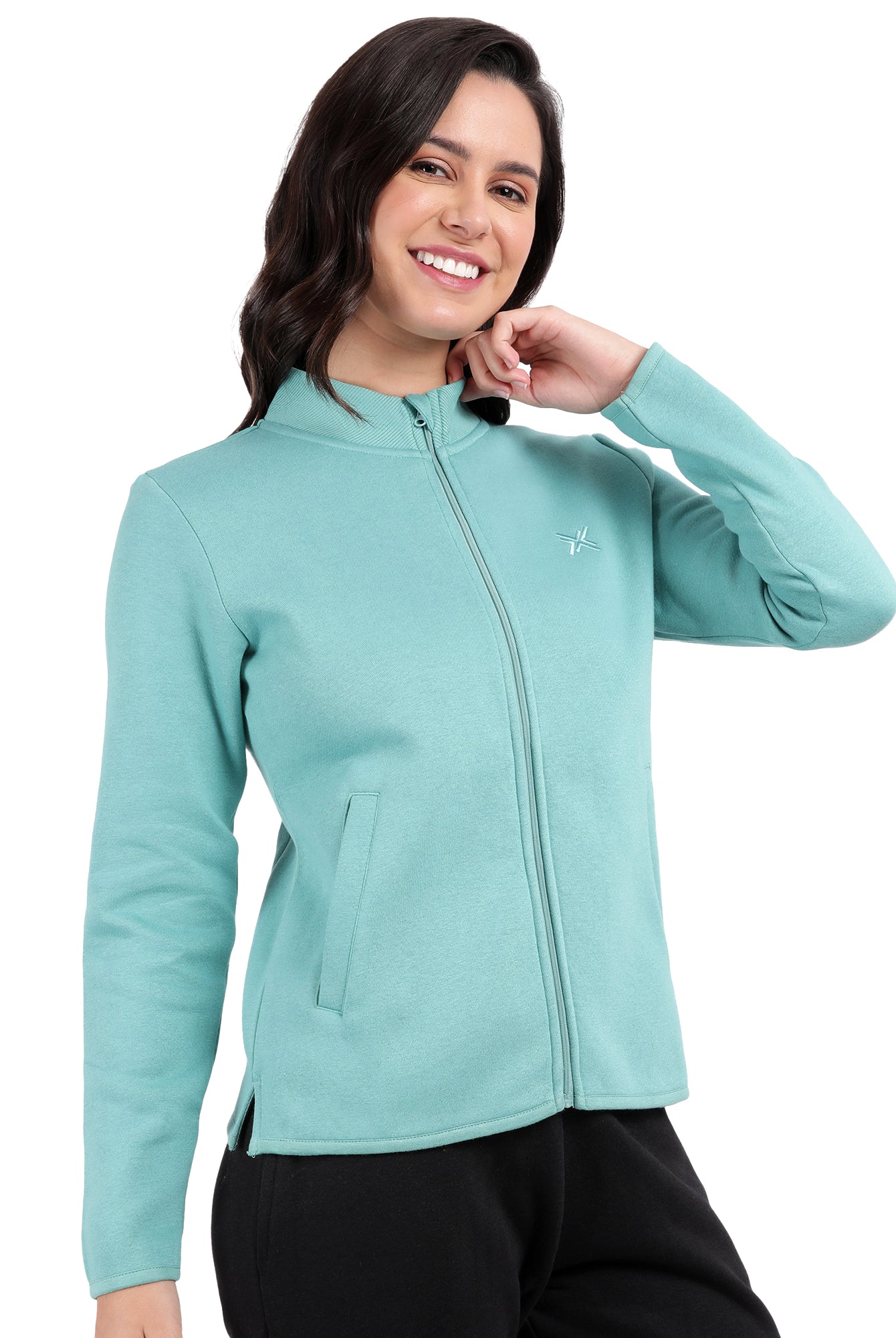 Bamboo Cotton Zipper Sweatshirt's photograph that's made with an innovative bamboo and organic cotton fabric from Lavos Performance, a carbon neutral eco-fashion company.