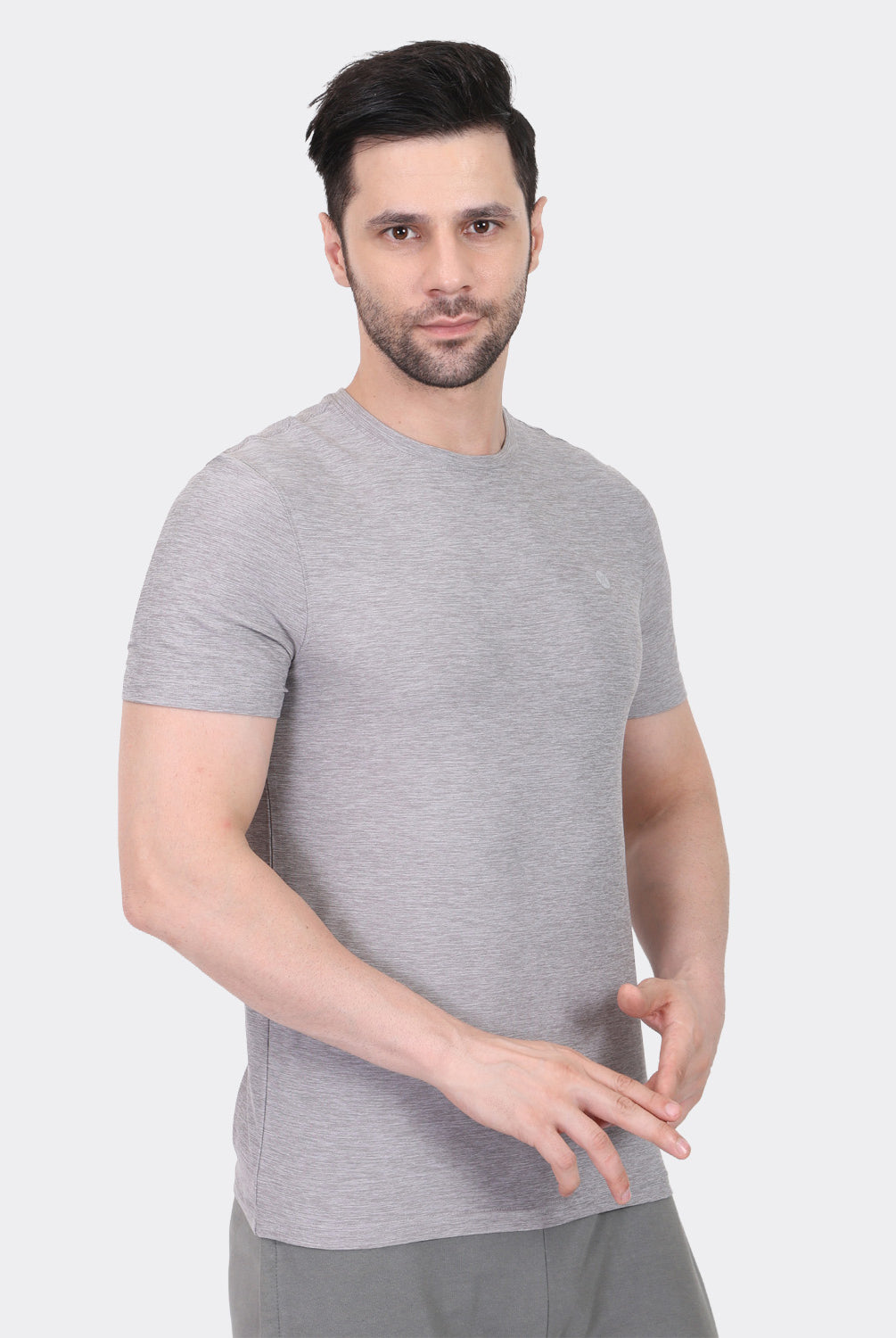 Lavos Men's Airlite Performance T-Shirt in Grey Heather – Side View