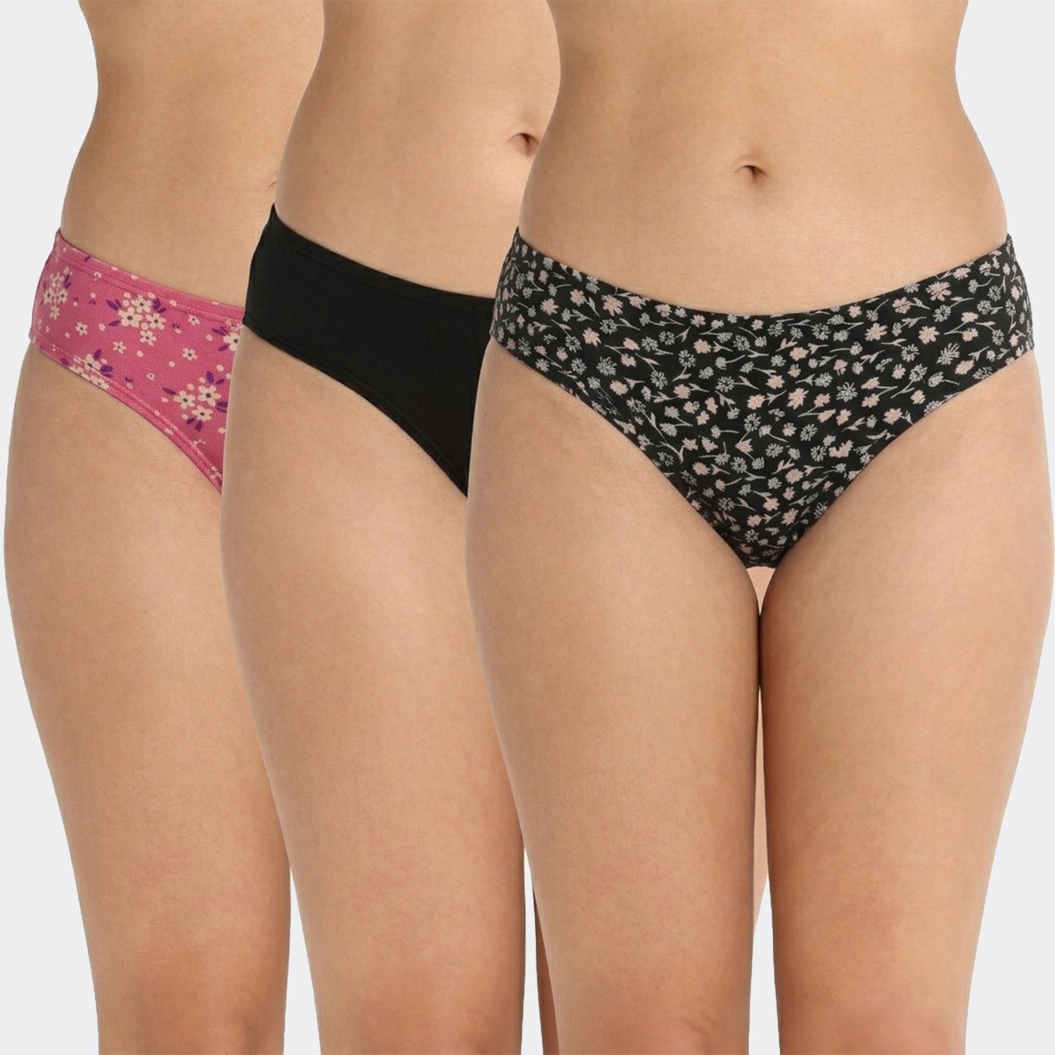 Lavos Womens Bamboo Modal Low Waist Bikini - Inner Elastic (Pack of 3)