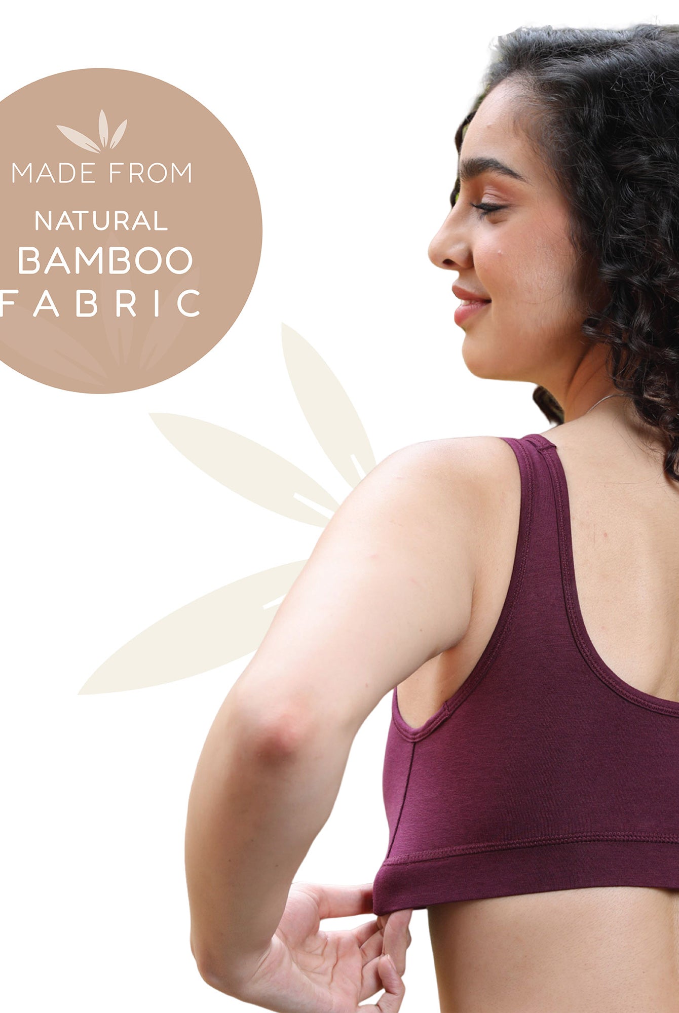 Bamboo Comfort Bra | Sleep Bra | Lounge bra - For Women's photograph that's made with an innovative bamboo and organic cotton fabric from Lavos Performance, a carbon neutral eco-fashion company. Sleep & night bra • made from natural bamboo cotton fabric • India's #1 night wear bra for at home bra comfort • Night wear bra with moisture wicking and breathable fabric • Slip on bra and enjoy a wirefree bra experience • Most comfortable bra that's got bra support • COD • 100% natural fabric