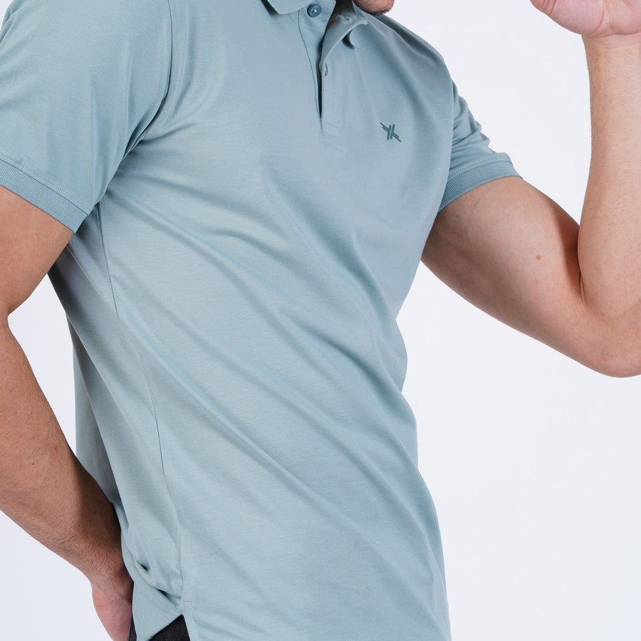 Bamboo Cotton Jersey Polo For Men's photograph that's made with an innovative bamboo and organic cotton fabric from Lavos Performance, a carbon neutral eco-fashion company.