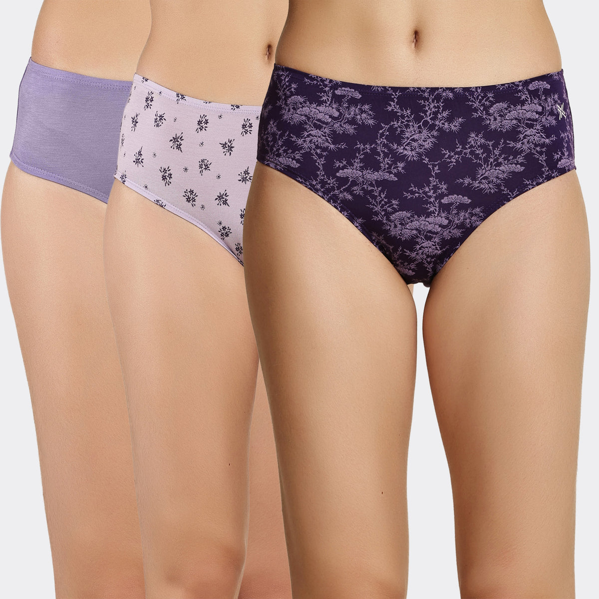 Lavos Women’s Bamboo Modal Mid Waist Hipster – Inner Elastic Comfort (Pack of 3)