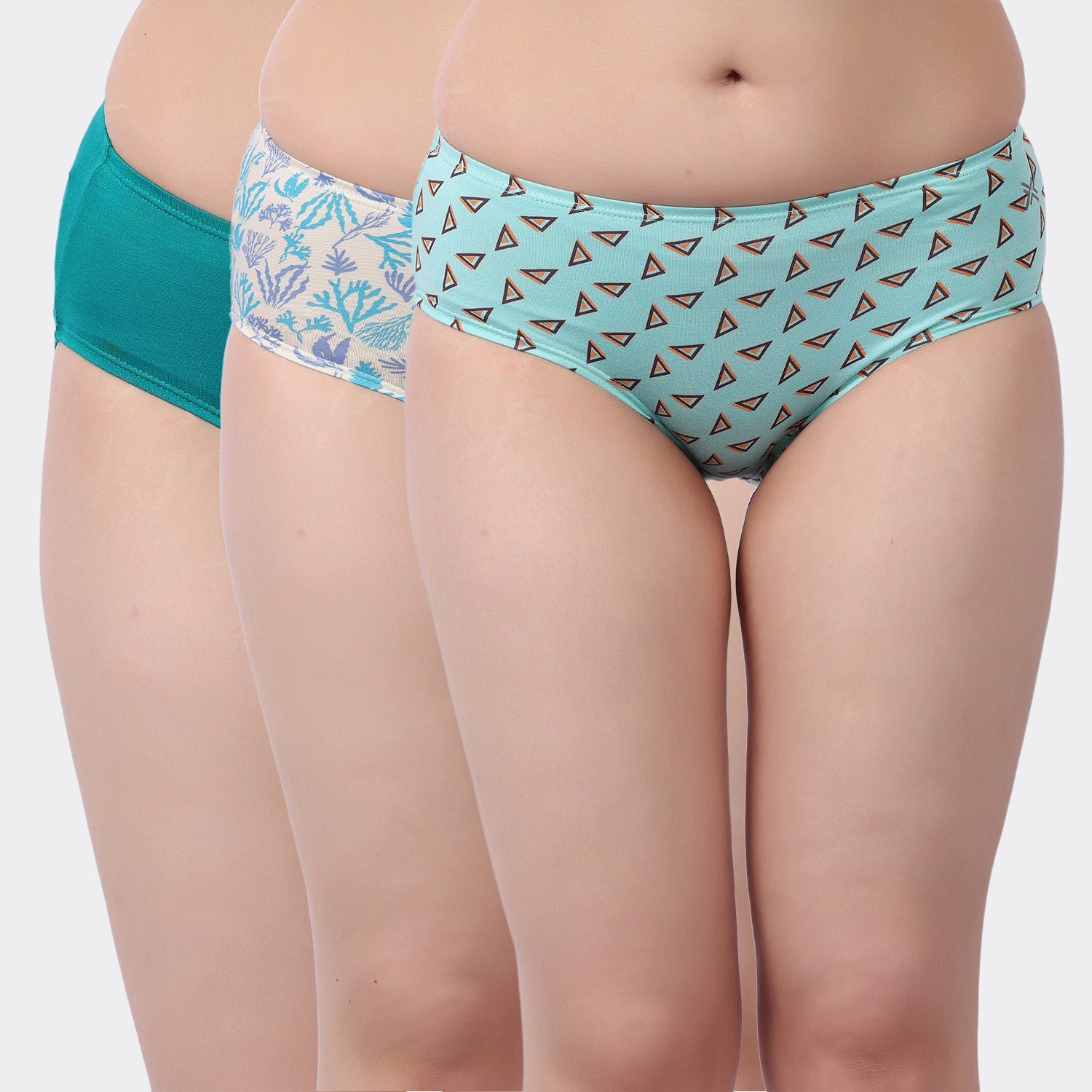 Lavos Women’s Bamboo Modal Mid Waist Hipster – Inner Elastic Comfort (Pack of 3)
