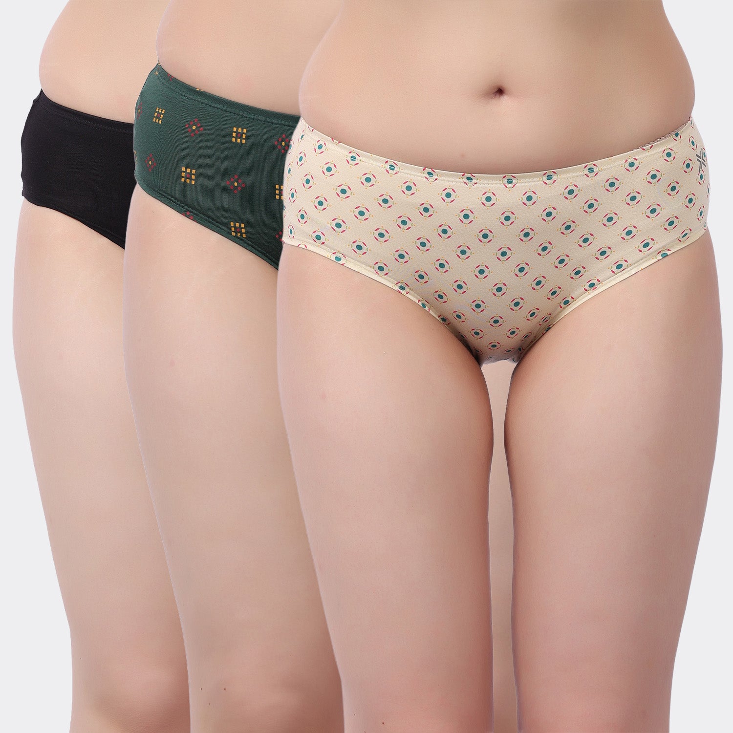 Lavos Women’s Bamboo Modal Mid Waist Hipster – Inner Elastic Comfort (Pack of 3)