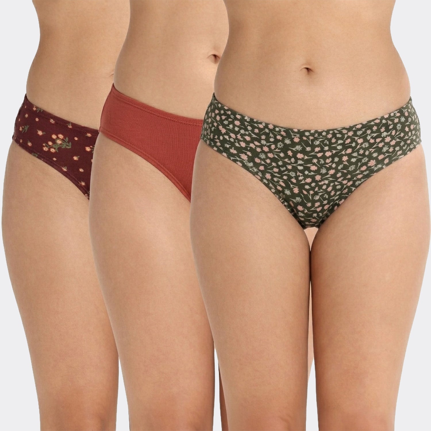 Lavos Womens Bamboo Modal Low Waist Bikini - Inner Elastic (Pack of 3)