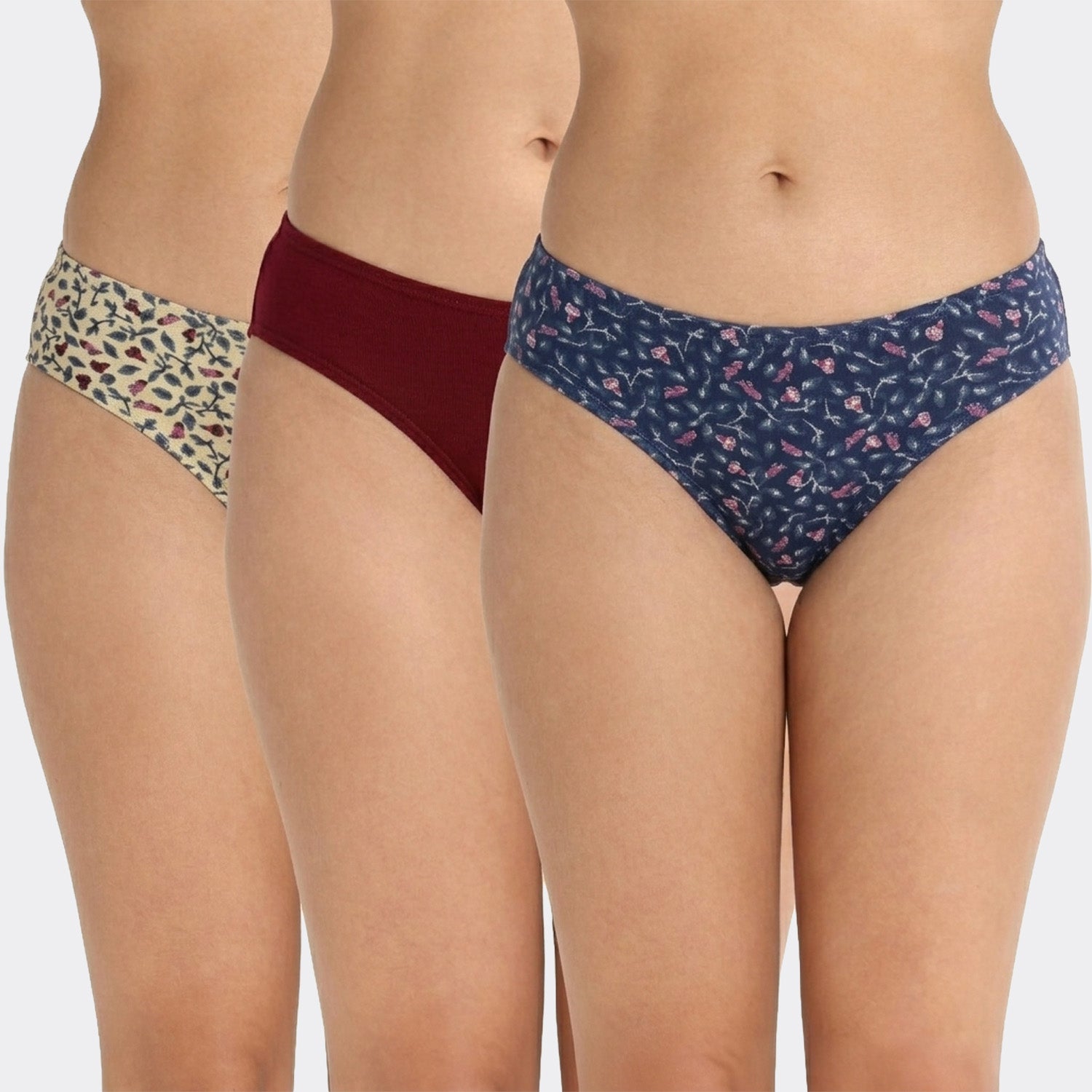 Lavos Womens Bamboo Modal Low Waist Bikini - Inner Elastic (Pack of 3)