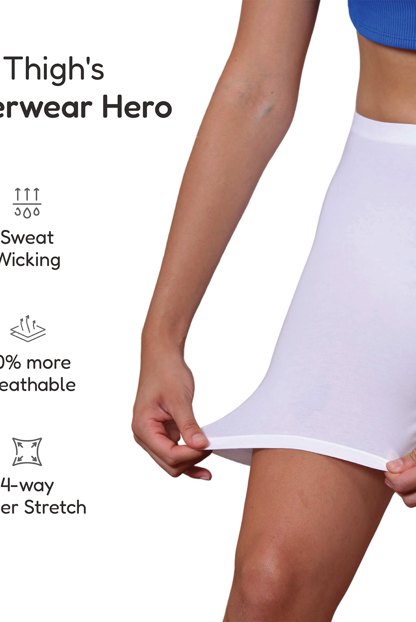 Bamboo Anti-chafing Shorties for ladies & women's photograph that's made with an innovative bamboo and organic cotton fabric from Lavos Performance, a carbon neutral eco-fashion company. Under Dress Woman's Shorty • Made from natural bamboo fabrics • Comfier & functional than regular cotton • Anti chafe Shorty, also known as layering tights • Ultra comfy • Buttery smooth fabric • Sweat wicking & super breathable • Under dress wear for ultimate coverage • Ultimate woman shorty under wear for comfort, style a