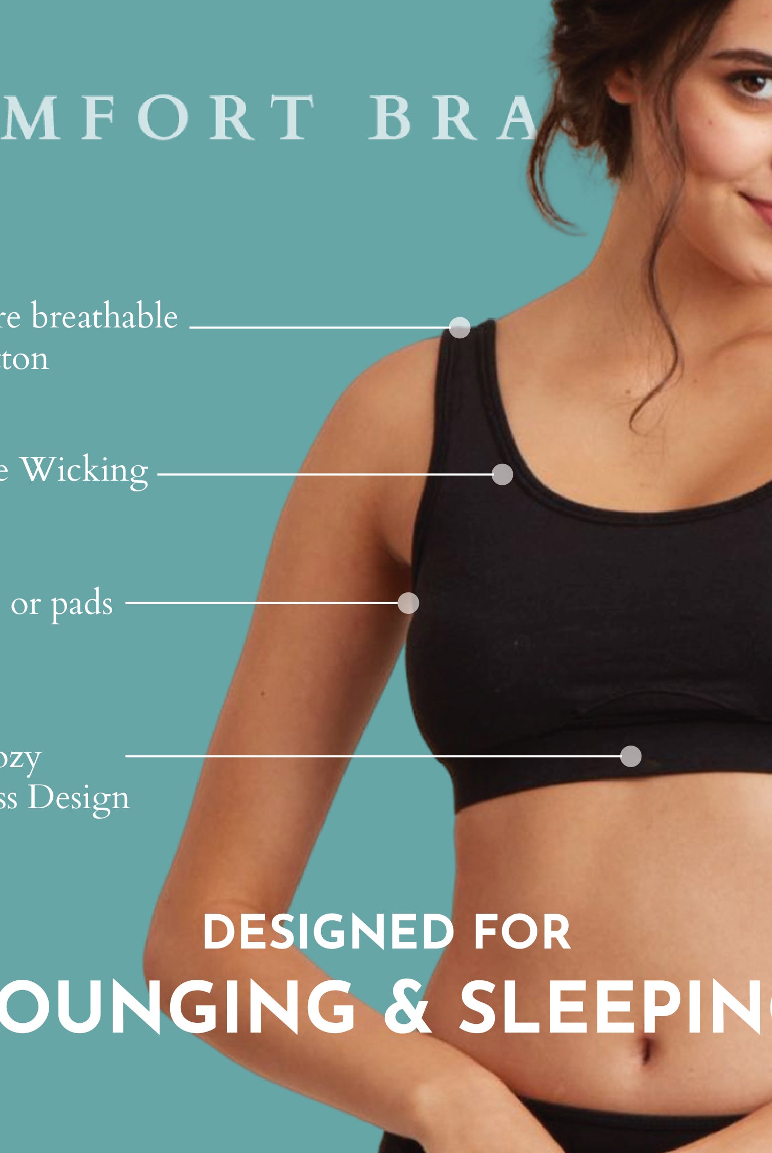 Bamboo Comfort Bra | Sleep Bra | Lounge bra - For Women's photograph that's made with an innovative bamboo and organic cotton fabric from Lavos Performance, a carbon neutral eco-fashion company. Sleep & night bra • made from natural bamboo cotton fabric • India's #1 night wear bra for at home bra comfort • Night wear bra with moisture wicking and breathable fabric • Slip on bra and enjoy a wirefree bra experience • Most comfortable bra that's got bra support • COD • 100% natural fabric