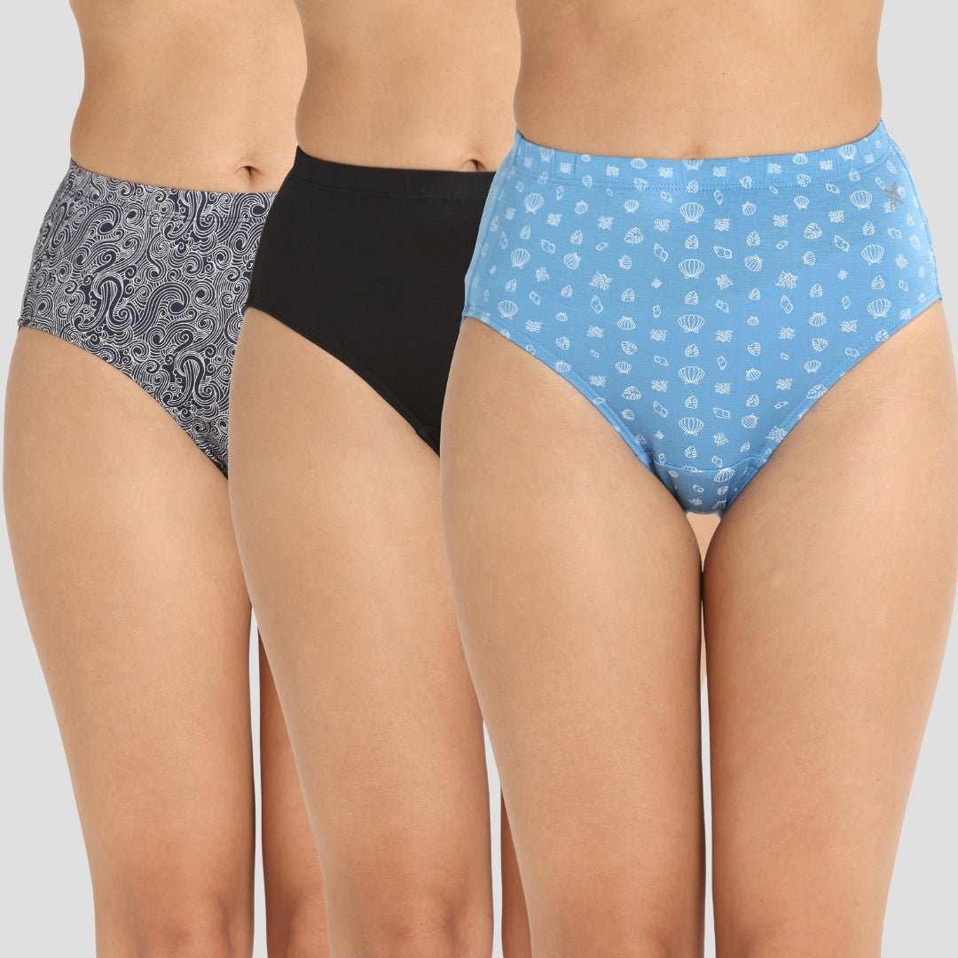 Lavos Women’s Bamboo Modal High Waist Hipster – Inner Elastic Comfort (Pack of 3)