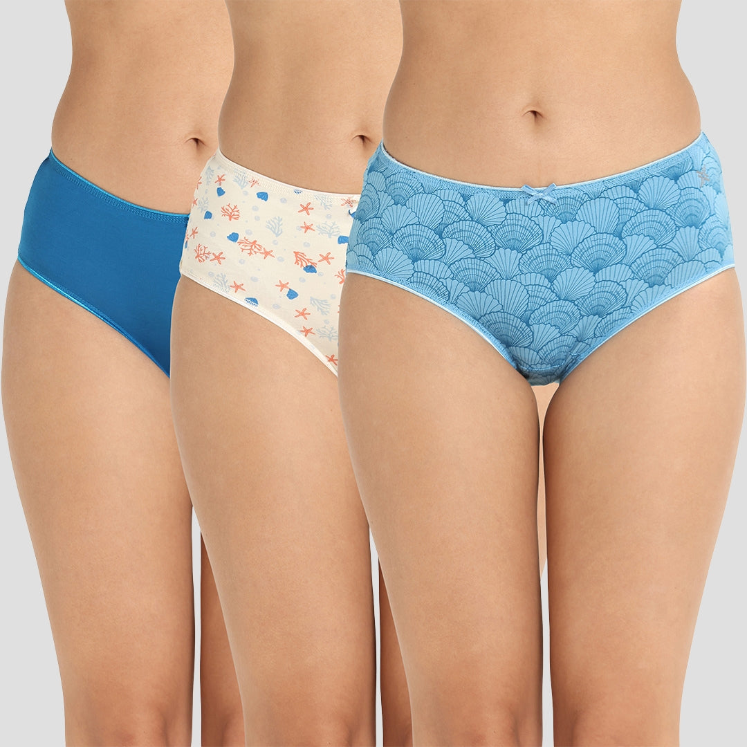 Lavos Bamboo Modal Mid Waist Hipster – Soft Outer Elastic Women’s Underwear (Pack of 3)