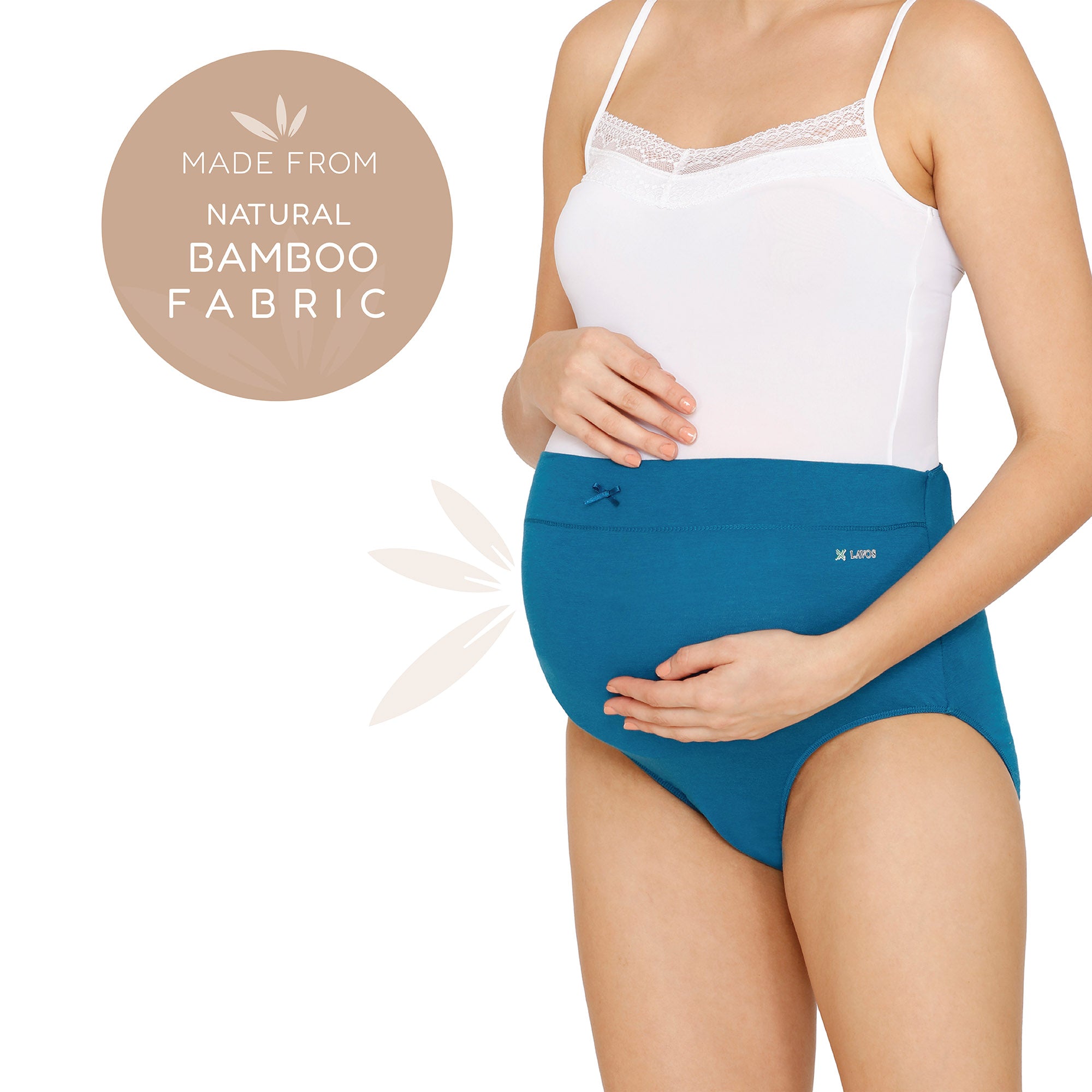 Pregnancy & Maternity Panty | Pregnancy Underwear for C Section's photograph that's made with an innovative bamboo and organic cotton fabric from Lavos Performance, a carbon neutral eco-fashion company. Panties for bump support • Made from silky smooth bamboo fabric • Naturally antibacterial & Sweat wicking bamboo pregnancy panties • Maternity panty with super soft waistband for back support & full coverage • Pregnancy panty for new moms • Free Shipping • COD • India's #1 Bamboo Innerwear Brand