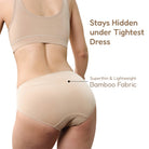 Organic Bamboo No Marks Panty | Invisible Panty Line | for Women's photograph that's made with an innovative bamboo and organic cotton fabric from Lavos Performance, a carbon neutral eco-fashion company. Made from natural bamboo fabric • Underwear that stays invisible under tightest dress • Insinuates curves • Super breathable bamboo fabric makes this underwear women will love • Invisible cotton bamboo panties.
