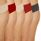 Organic Bamboo Inner elastic Mid waist Hipster for Women -Pack of 5's photograph that's made with an innovative bamboo and organic cotton fabric from Lavos Performance, a carbon neutral eco-fashion company. A hip-hugging hipster panty that gives you the feeling of freedom and comfort you have been looking for. It comes with a soft elastic waistband and a double-layered gusset to ensure comfort. This combo contains a pack of five non-transparent neutral colors panties for day-to-day needs.