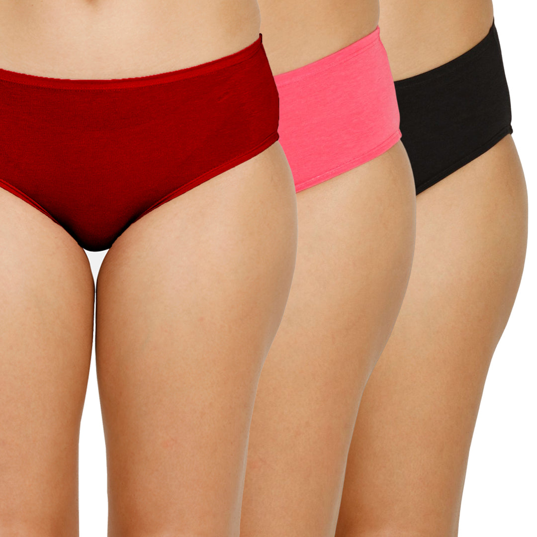 Organic Bamboo Inner elastic Mid waist Hipster for Women- Pack of 3's photograph that's made with an innovative bamboo and organic cotton fabric from Lavos Performance, a carbon neutral eco-fashion company. A hip-hugging hipster panty that gives you the feeling of freedom and comfort you have been looking for. It comes with a soft elastic waistband and a double-layered gusset to ensure comfort. Stabilize the temperature of your sensitive areas. Keep them cool & fresh all day long.