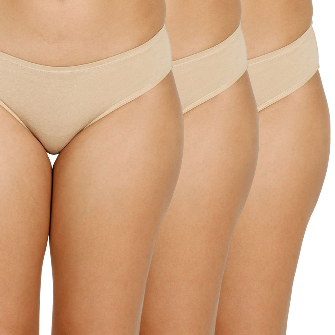 Organic bamboo Inner elastic Bikini for Women - Pack of 3's photograph that's made with an innovative bamboo and organic cotton fabric from Lavos Performance, a carbon neutral eco-fashion company. Lavos Performance Women's Bikini Panty is made out of Organic cotton and bamboo. Perfect for your day-to-day routine. Made of signature Air jersey fabric that is extremely soft, lightweight, and skin-friendly. Added front and back coverage. Anti-bacterial and odor-free. Ultra Soft Bamboo/Cotton keeps you cool all