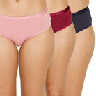 Organic Bamboo Outer elastic Mid waist Hipster for Women- Pack of 3's photograph that's made with an innovative bamboo and organic cotton fabric from Lavos Performance, a carbon neutral eco-fashion company. A hip-hugging hipster panty that gives you the feeling of freedom and comfort you have been looking for. It comes with a soft elastic waistband and a double-layered gusset to ensure comfort. This combo contains a pack of three non-transparent neutral colors panties for day-to-day needs.