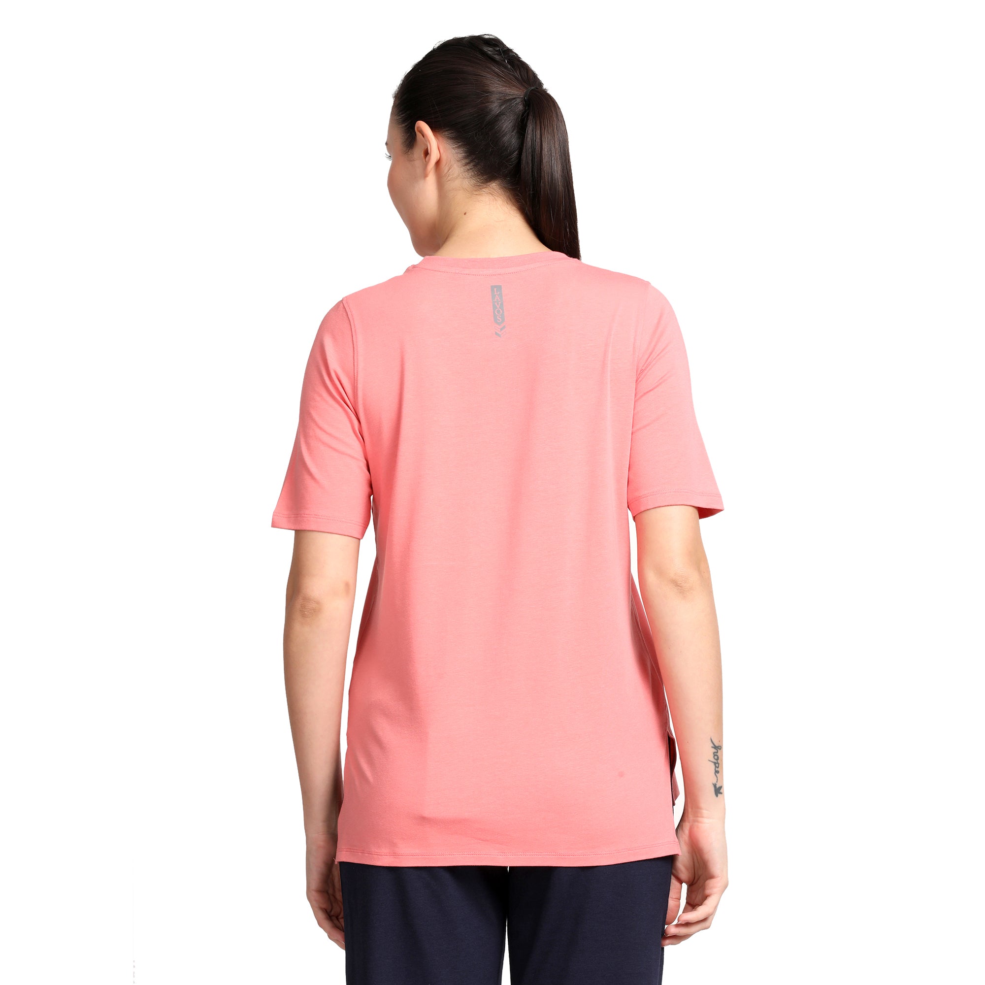 Women's Classic Round Neck's photograph that's made with an innovative bamboo and organic cotton fabric from Lavos Performance, a carbon neutral eco-fashion company.