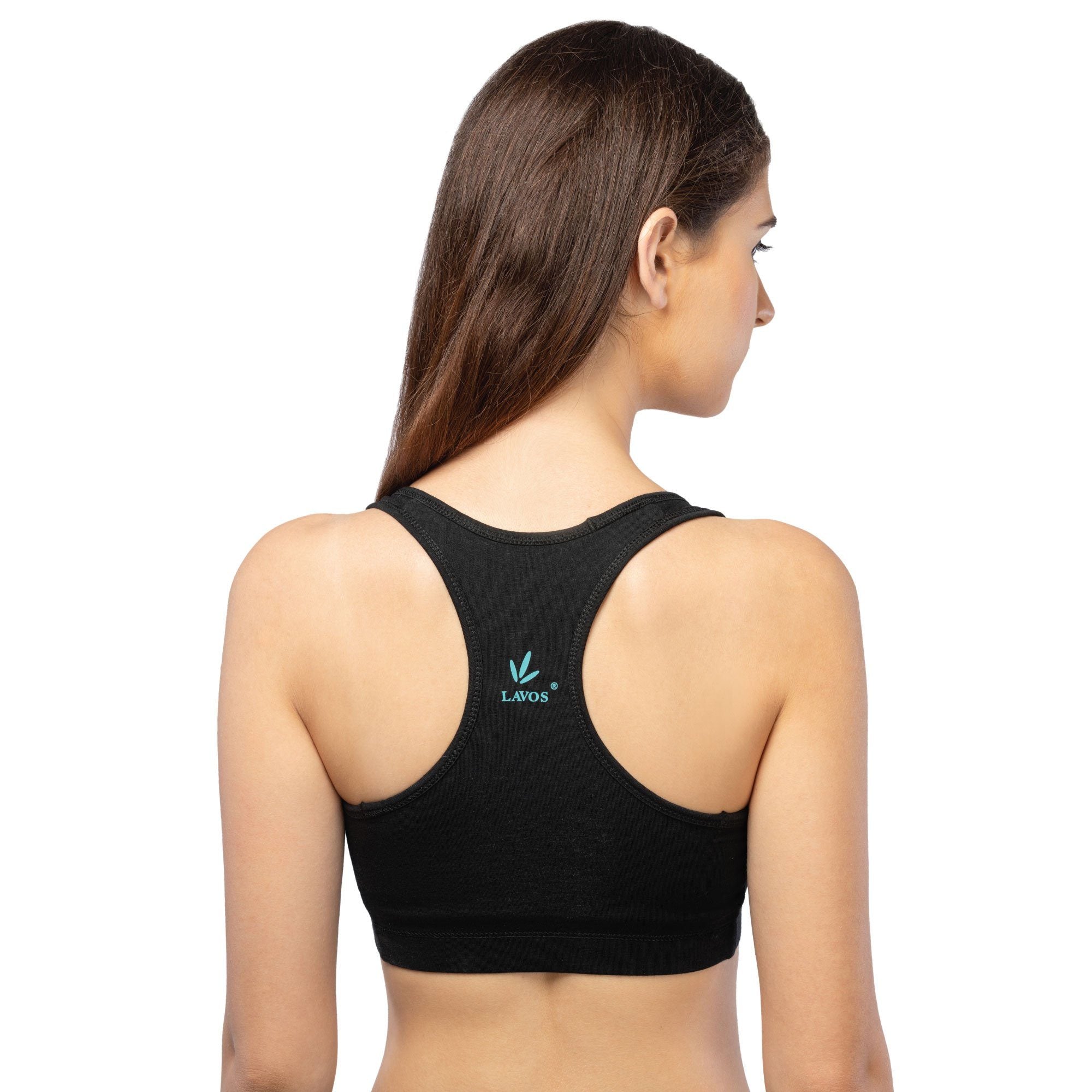 Lavos Womens Reversible Sports Bra's photograph that's made with an innovative bamboo and organic cotton fabric from Lavos Performance, a carbon neutral eco-fashion company. Buy Reversible Sports Bra Online In India. Ideal for allergy-prone and sensitive skin.Label free for all day comfort.50% Organic cotton, 42% Bamboo, 8% Elastane.Explore latest Collection Of Bamboo Clothes At Lavos Performance.