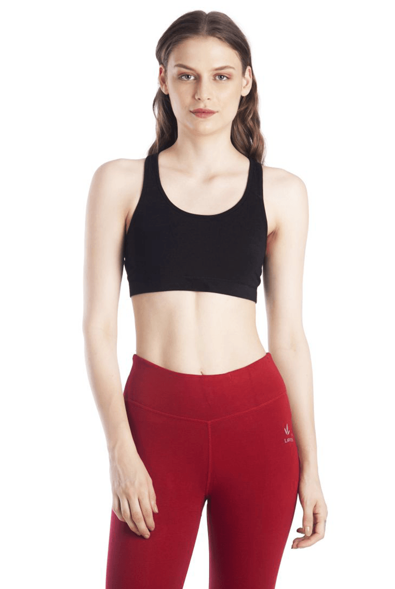 Lavos Womens Reversible Sports Bra's photograph that's made with an innovative bamboo and organic cotton fabric from Lavos Performance, a carbon neutral eco-fashion company. Buy Reversible Sports Bra Online In India. Ideal for allergy-prone and sensitive skin.Label free for all day comfort.50% Organic cotton, 42% Bamboo, 8% Elastane.Explore latest Collection Of Bamboo Clothes At Lavos Performance.