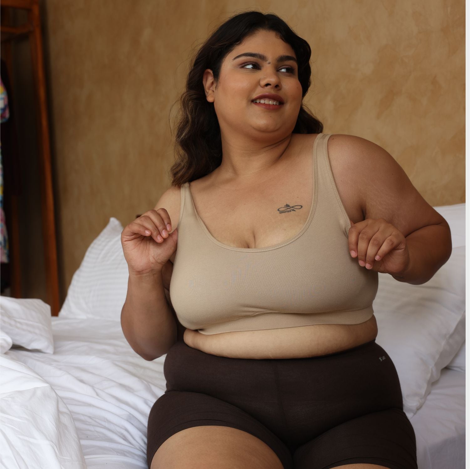 Bamboo Comfort Bra | Sleep Bra | Lounge bra - For Women's photograph that's made with an innovative bamboo and organic cotton fabric from Lavos Performance, a carbon neutral eco-fashion company. Sleep & night bra • made from natural bamboo cotton fabric • India's #1 night wear bra for at home bra comfort • Night wear bra with moisture wicking and breathable fabric • Slip on bra and enjoy a wirefree bra experience • Most comfortable bra that's got bra support • COD • 100% natural fabric