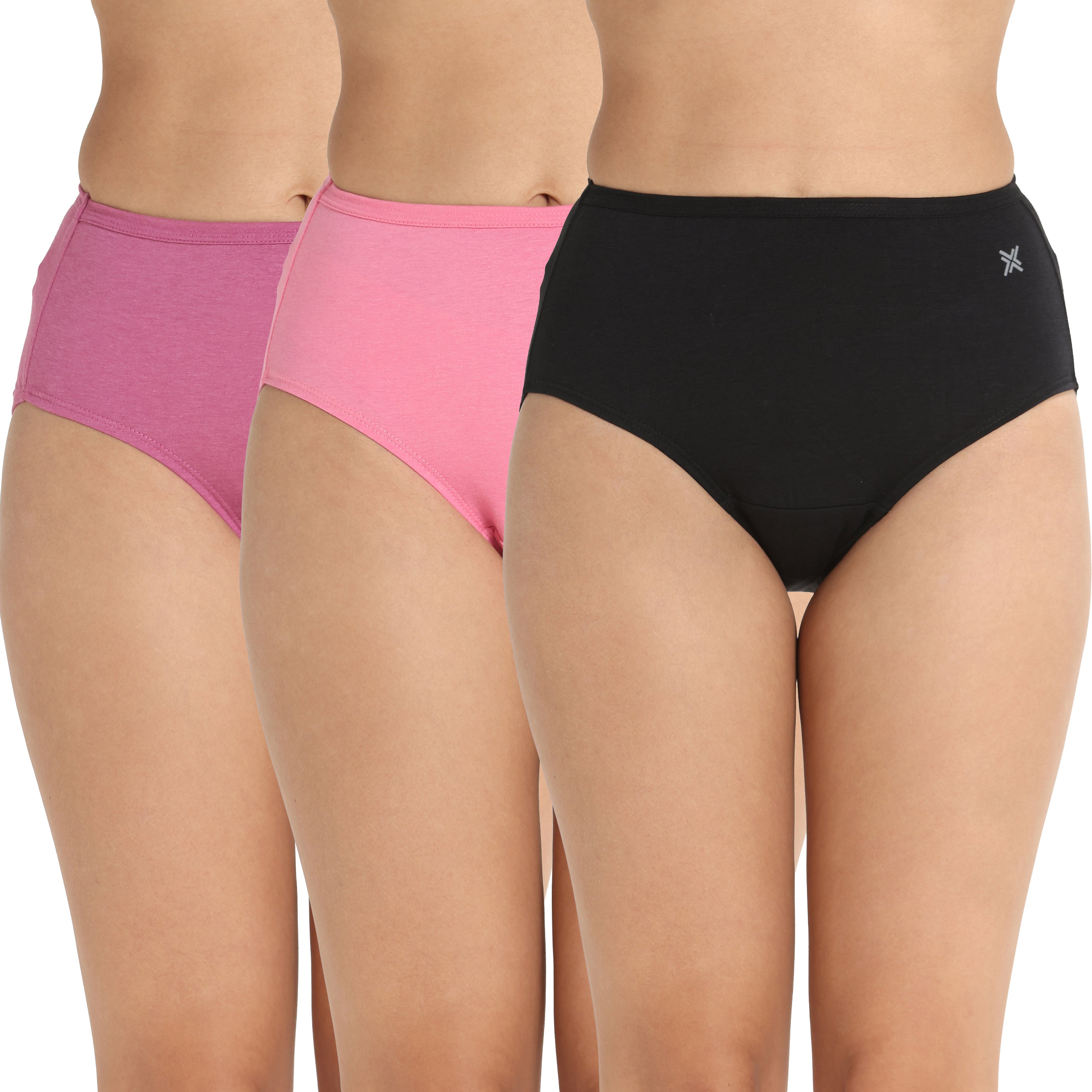 Lavos Women’s High Waist Inner Elastic Hipster – Full Back Coverage Bamboo Comfort (Pack of 3)