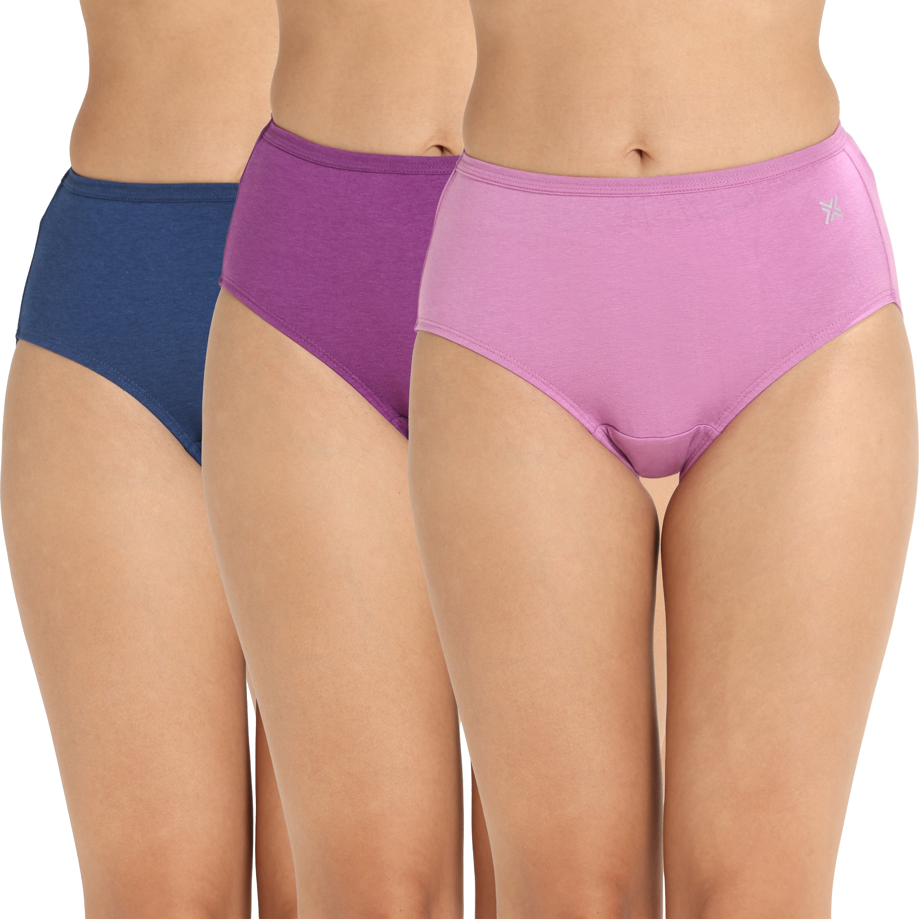Lavos Women’s High Waist Inner Elastic Hipster – Full Back Coverage Bamboo Comfort (Pack of 3)