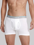 White boxer briefs with a gray waistband featuring 'LAVOS' branding on a plain background.