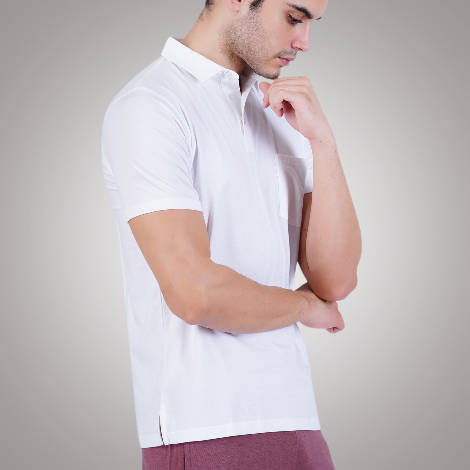 Bamboo Cotton Active Polo for Men's photograph that's made with an innovative bamboo and organic cotton fabric from Lavos Performance, a carbon neutral eco-fashion company. 