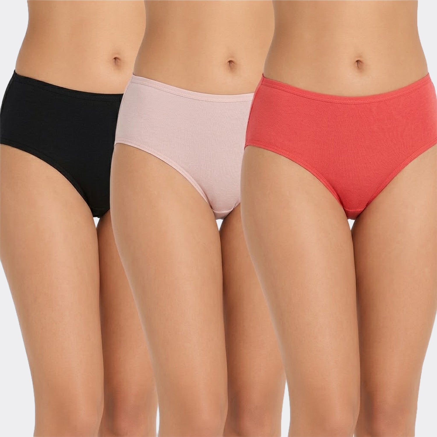 Organic Bamboo Inner elastic Mid waist Hipster for Women- (Pack of 3)