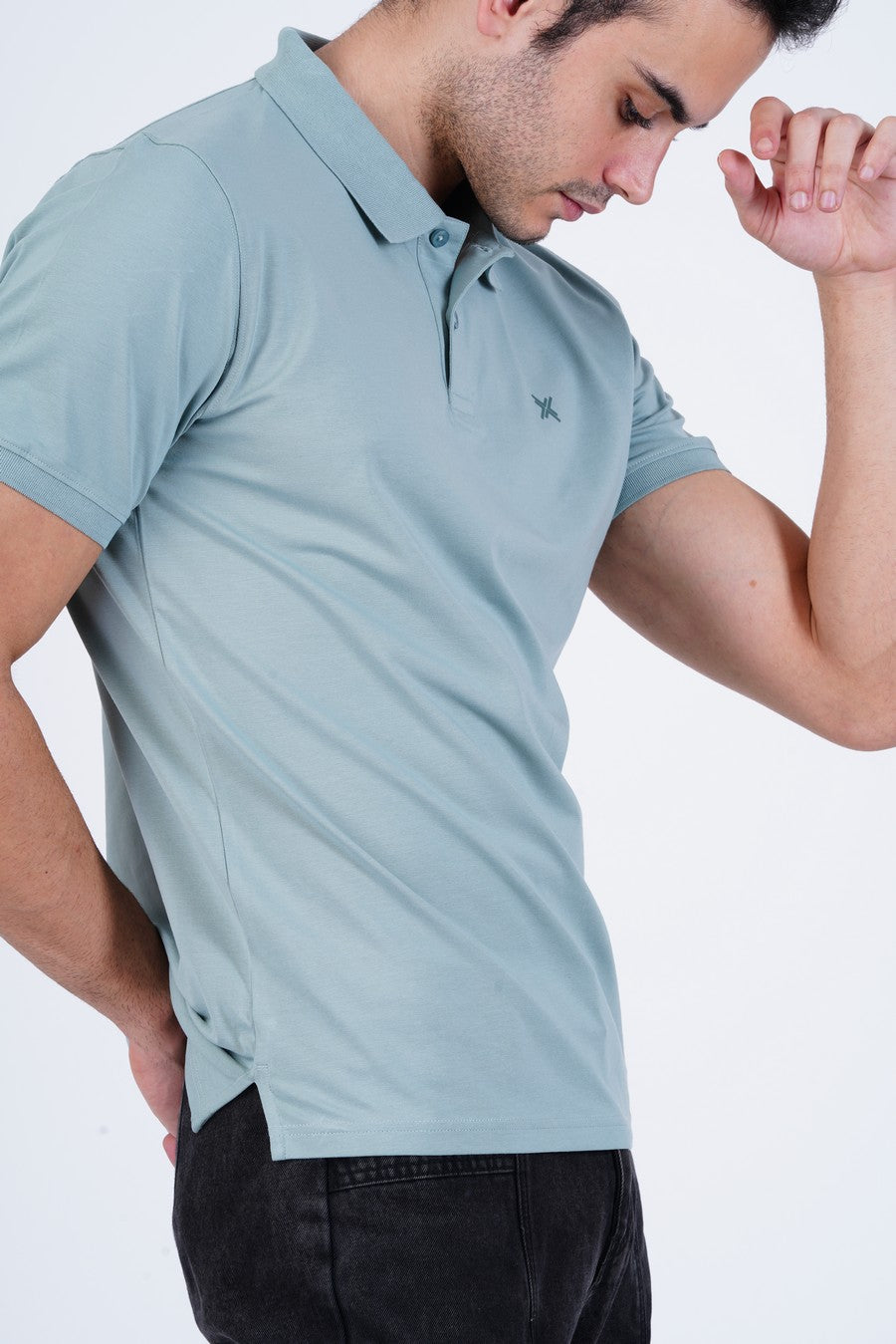 Bamboo Cotton Jersey Polo For Men's photograph that's made with an innovative bamboo and organic cotton fabric from Lavos Performance, a carbon neutral eco-fashion company. 