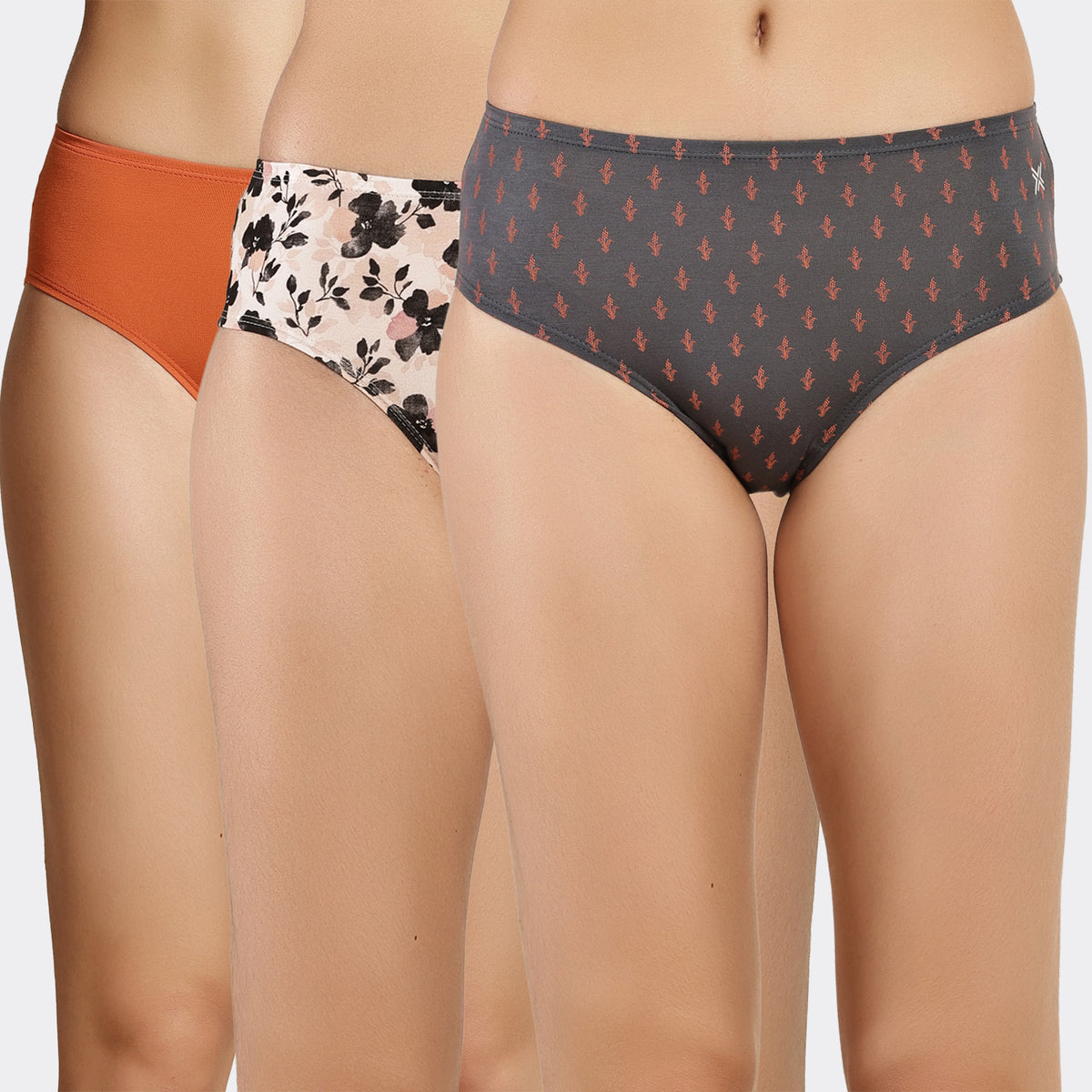 Lavos Women’s Bamboo Modal Mid Waist Hipster – Inner Elastic Comfort (Pack of 3)