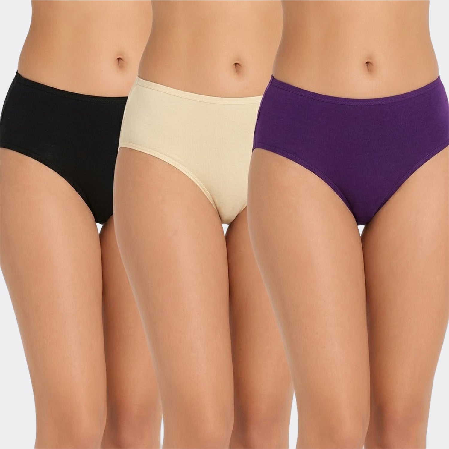 Organic Bamboo Inner elastic Mid waist Hipster for Women- (Pack of 3)