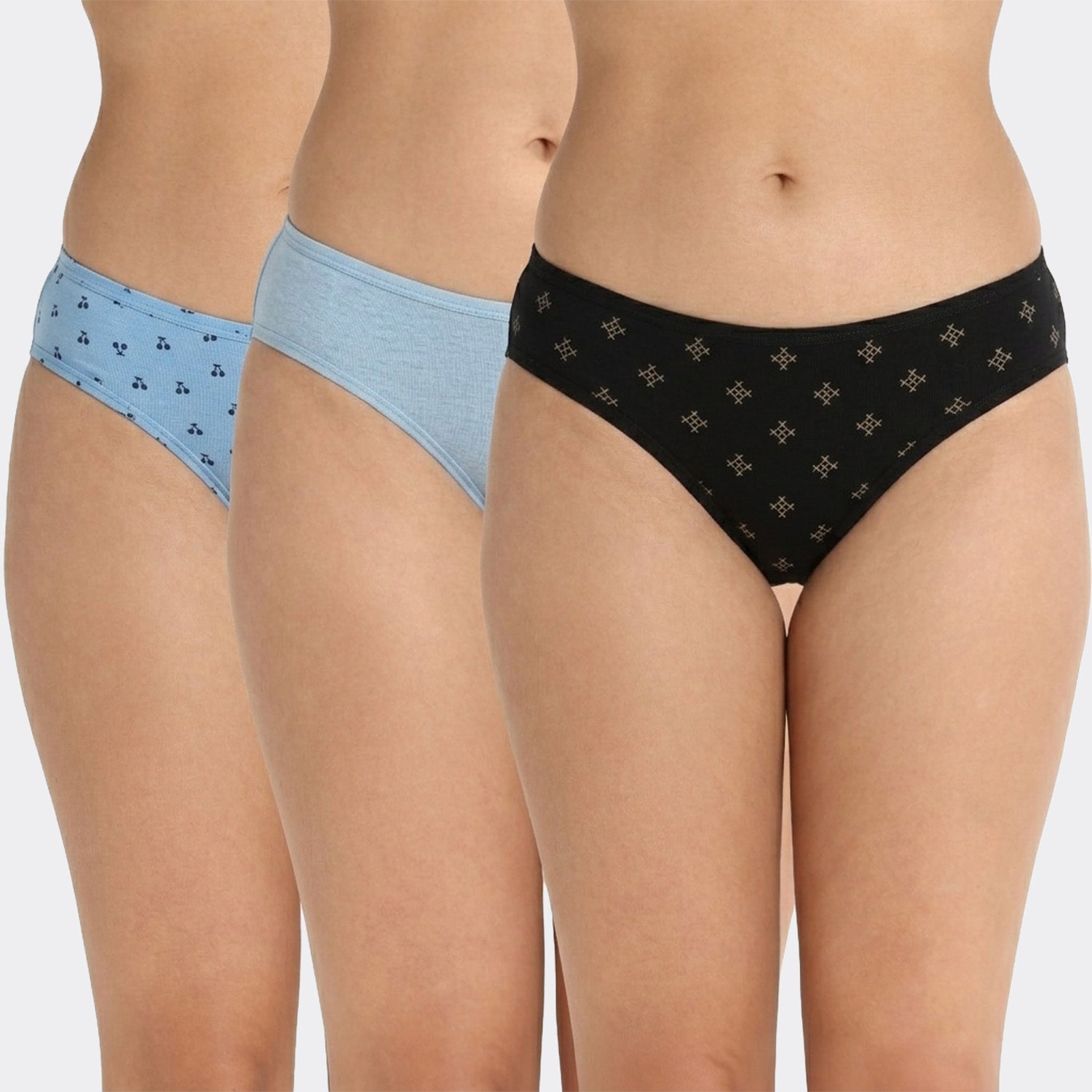 Lavos Womens Bamboo Modal Low Waist Bikini - Inner Elastic (Pack of 3)