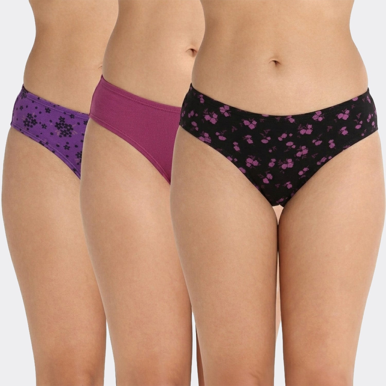Lavos Womens Bamboo Modal Low Waist Bikini - Inner Elastic (Pack of 3)