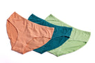 Organic Bamboo Inner elastic Mid waist Hipster for Women- Pack of 3's photograph that's made with an innovative bamboo and organic cotton fabric from Lavos Performance, a carbon neutral eco-fashion company. A hip-hugging hipster panty that gives you the feeling of freedom and comfort you have been looking for. It comes with a soft elastic waistband and a double-layered gusset to ensure comfort. Stabilize the temperature of your sensitive areas. Keep them cool & fresh all day long. 