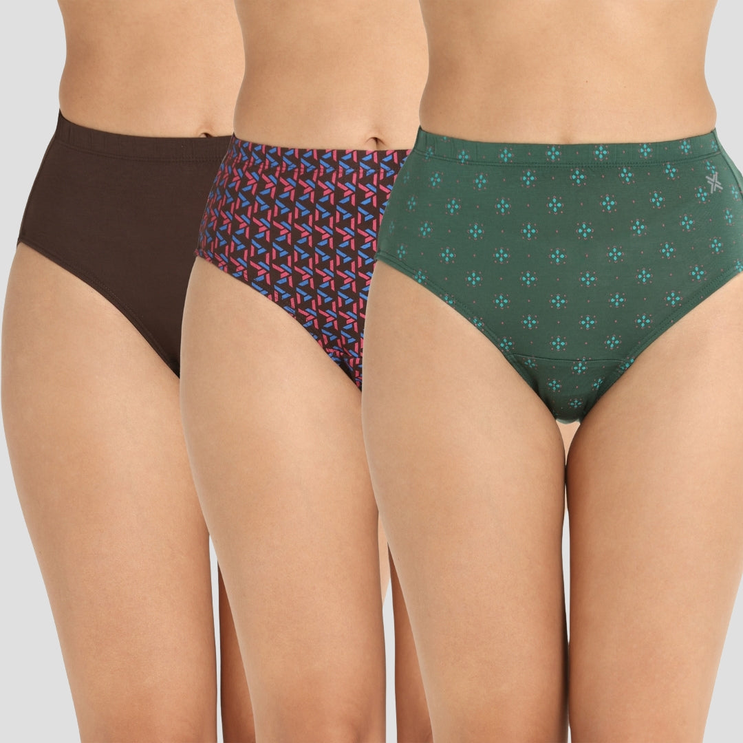 Lavos Women’s Bamboo Modal High Waist Hipster – Inner Elastic Comfort (Pack of 3)