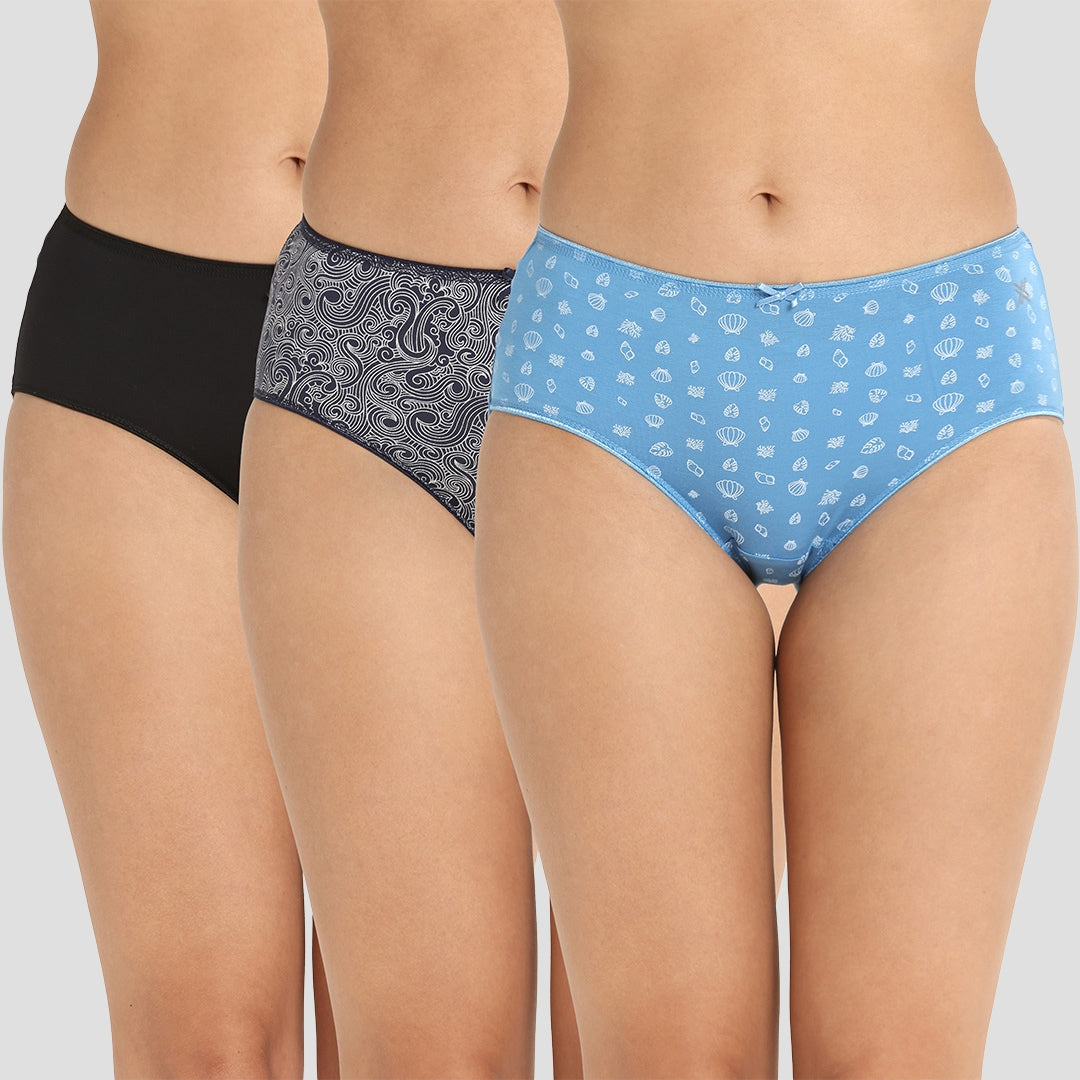 Lavos Bamboo Modal Mid Waist Hipster – Soft Outer Elastic Women’s Underwear (Pack of 3)