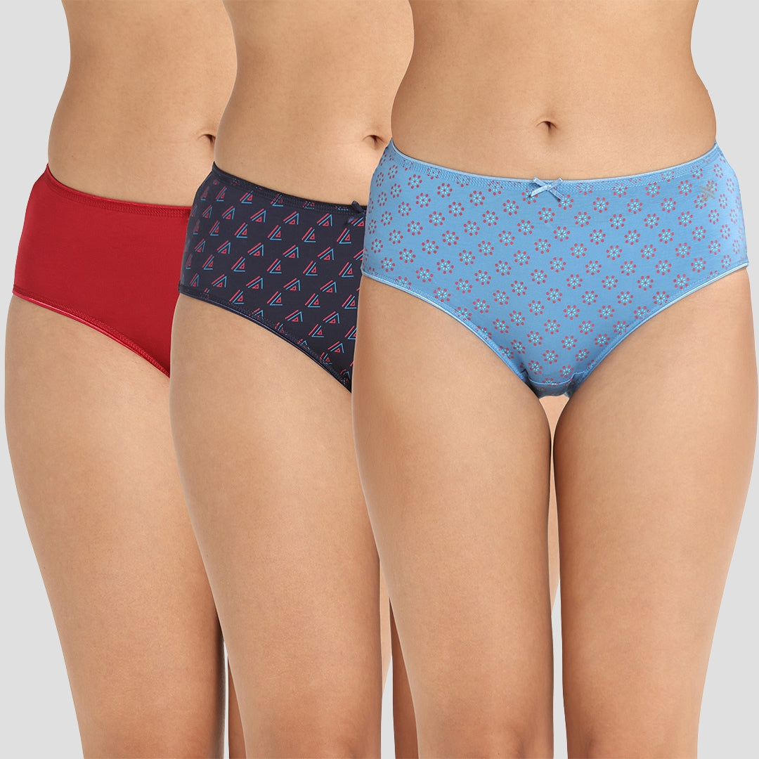 Lavos Bamboo Modal Mid Waist Hipster – Soft Outer Elastic Women’s Underwear (Pack of 3)