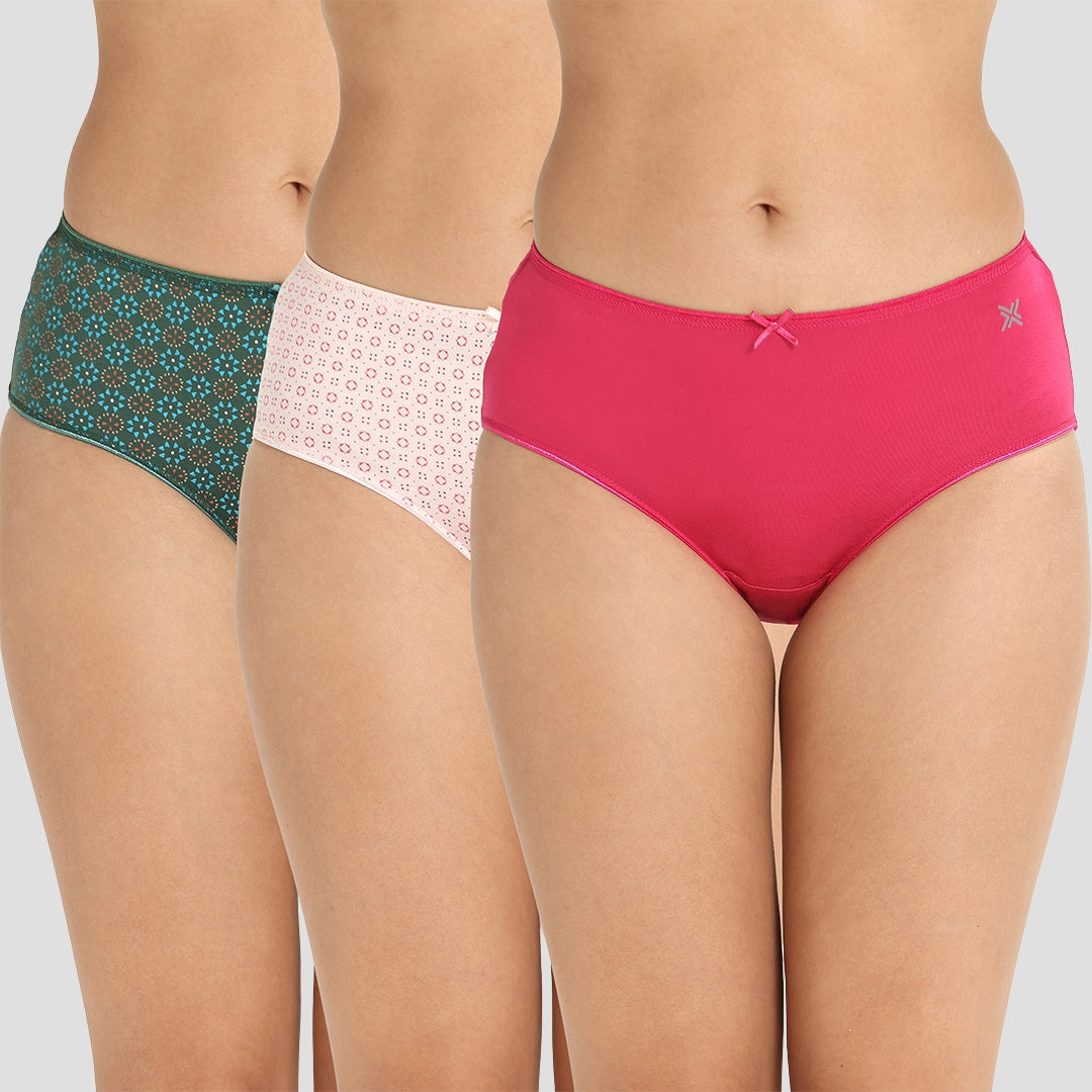 Lavos Bamboo Modal Mid Waist Hipster – Soft Outer Elastic Women’s Underwear (Pack of 3)