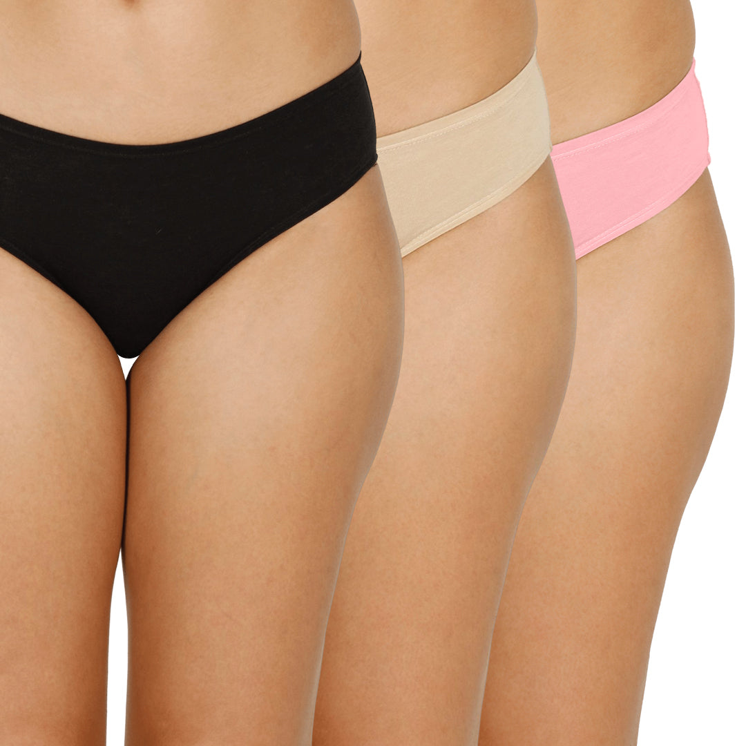 Organic bamboo Inner elastic Bikini for Women - Pack of 3's photograph that's made with an innovative bamboo and organic cotton fabric from Lavos Performance, a carbon neutral eco-fashion company. Lavos Performance Women's Bikini Panty is made out of Organic cotton and bamboo. Perfect for your day-to-day routine. Made of signature Air jersey fabric that is extremely soft, lightweight, and skin-friendly. Added front and back coverage. Anti-bacterial and odor-free. Ultra Soft Bamboo/Cotton keeps you cool all 