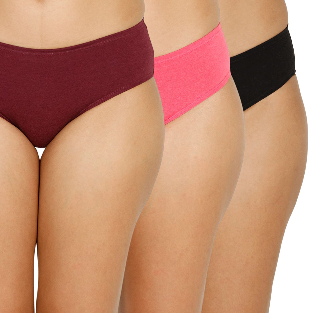 Organic bamboo Inner elastic Bikini for Women - Pack of 3's photograph that's made with an innovative bamboo and organic cotton fabric from Lavos Performance, a carbon neutral eco-fashion company. Lavos Performance Women's Bikini Panty is made out of Organic cotton and bamboo. Perfect for your day-to-day routine. Made of signature Air jersey fabric that is extremely soft, lightweight, and skin-friendly. Added front and back coverage. Anti-bacterial and odor-free. Ultra Soft Bamboo/Cotton keeps you cool all 